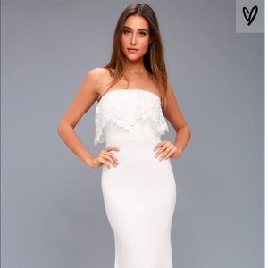 Lulus BIRDY WHITE LACE MAXI DRESS